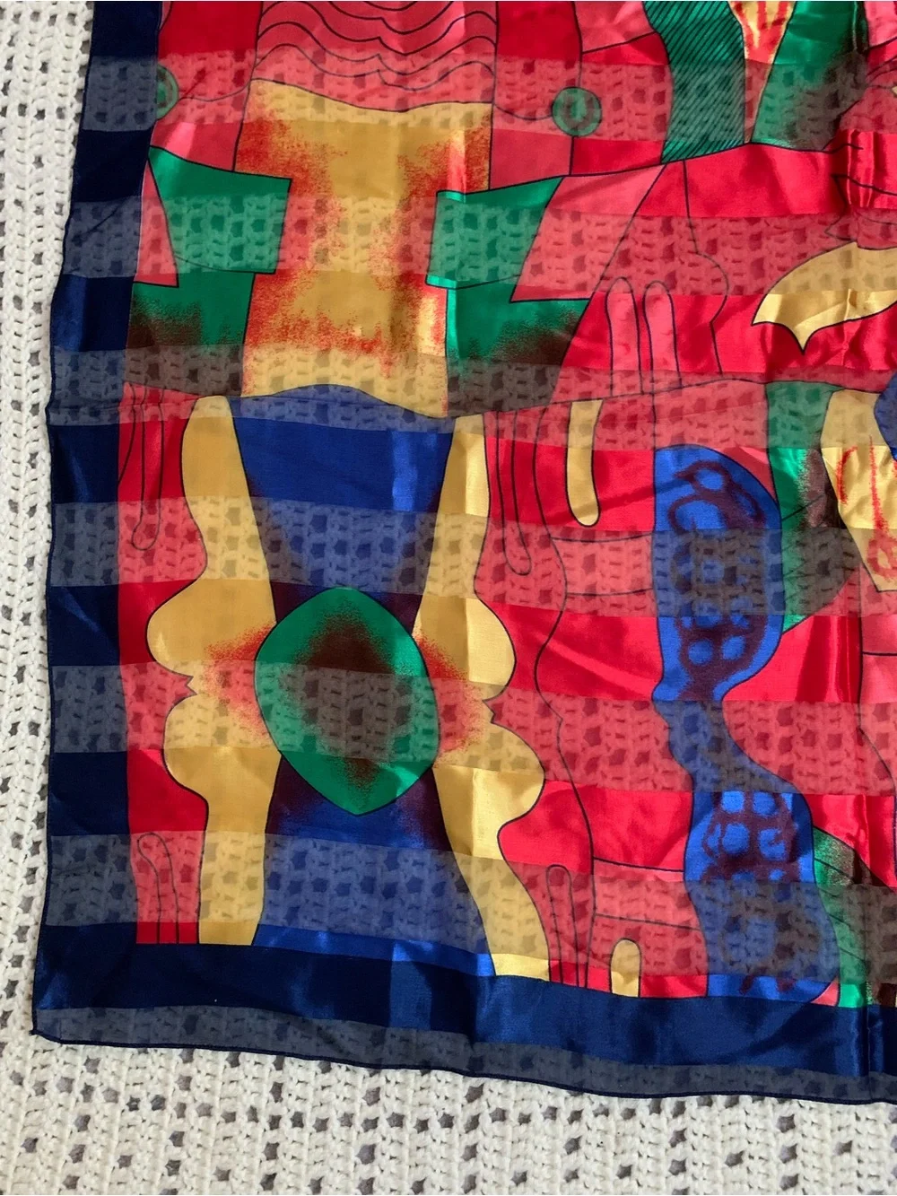 Vintage Picasso Abstract Big Bold Square Silk Scarf Tapestry